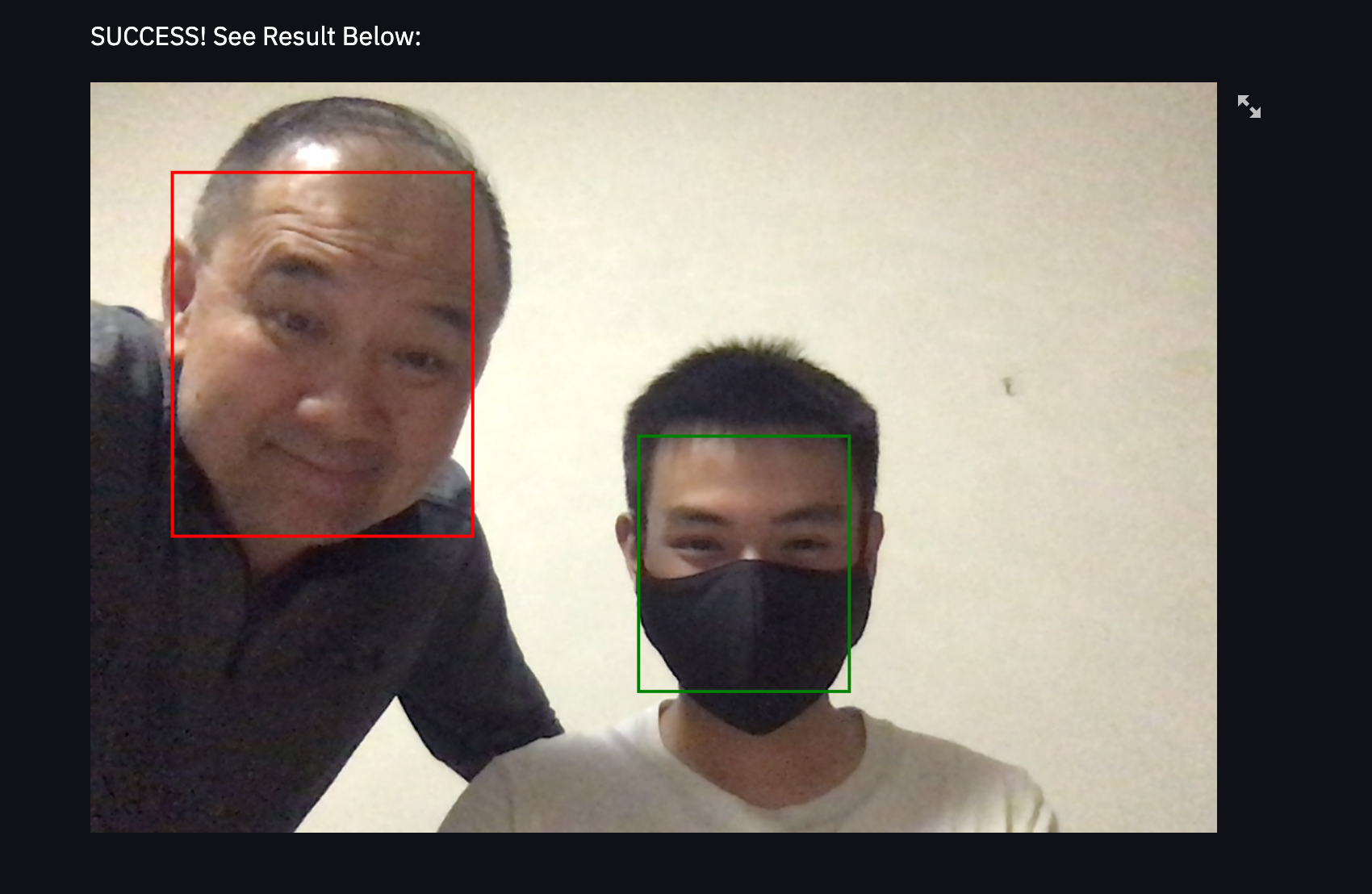 Result after mask detection AI processed image